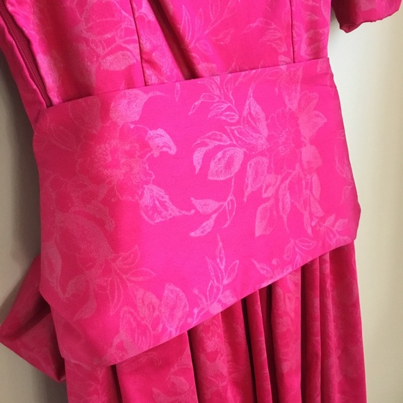 Vintage Laura Ashley Pink Metallic Floral Print Cottage-core Puff Sleeve Dress - Picture 16 of 16